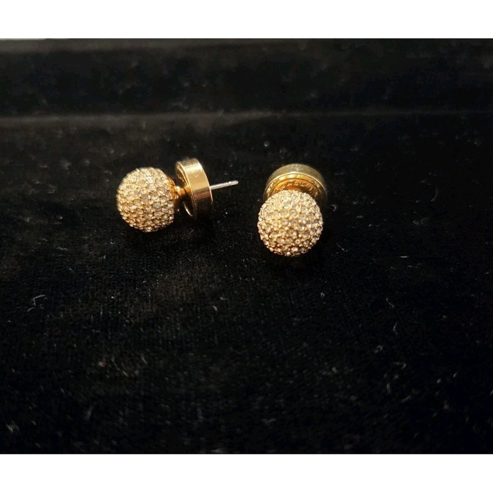 Michael Kors Gold Tone Round Pave Stud Earrings 1cm